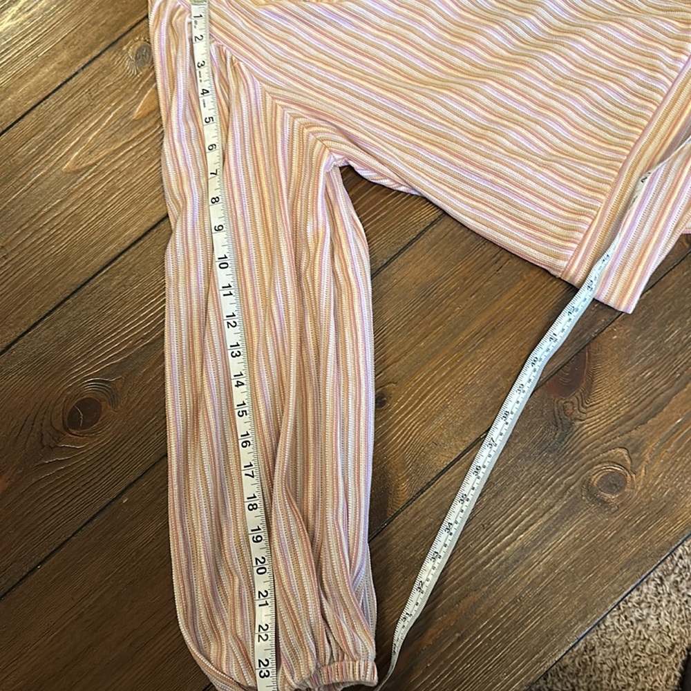 Free People Autumn Nights Striped Tulip Tie-Back Top Orchid Rain V-Neck - Picture 6 of 10